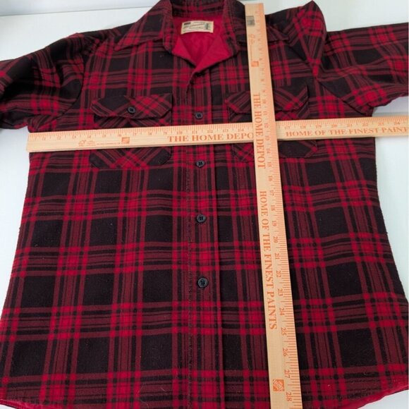 Vintage 70s Sears FieldMaster Plaid Shirt Mens Size Large Red Quilted Lining - Picture 11 of 13